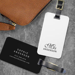 Etiqueta Para Maletas Colores Editables Personalizados Elegante Guión Sr