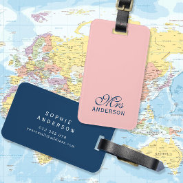 Etiqueta Para Maletas Colores Editables Personalizados Elegante Guión Sr