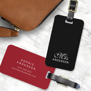 Etiqueta Para Maletas Colores Editables Personalizados Elegante Guión Sr