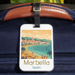 Etiqueta Para Maletas Colorful Classic Marbella Spain Travel Elegant Art