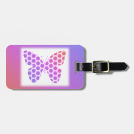 Etiqueta Para Maletas Colorida pintura de mariposa geométrica rosa púrpu