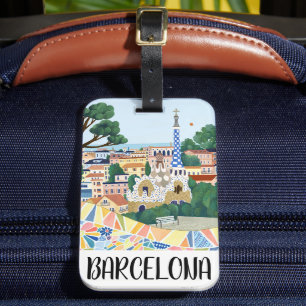 Etiqueta Para Maletas Colorida vista de Barcelona España