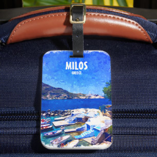 Etiqueta Para Maletas Colorido Milos Grecia Viaje al arte