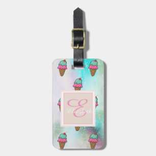 Etiqueta Para Maletas Coloridos Helados Cones, Monogramo Personalizado
