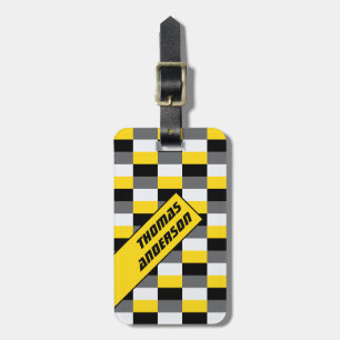 Etiqueta Para Maletas Combinación de colores de carrera amarillo, negro 