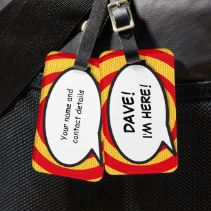Etiqueta Para Maletas Cómic divertido personalizado ESTOY AQUÍ