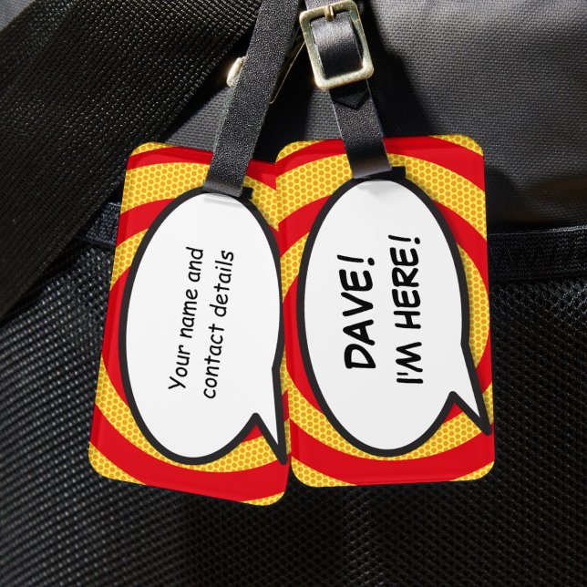 Etiqueta Para Maletas Cómic divertido personalizado I'M HERE (Funny Comic Book I'M HERE Personalized Luggage Tag)