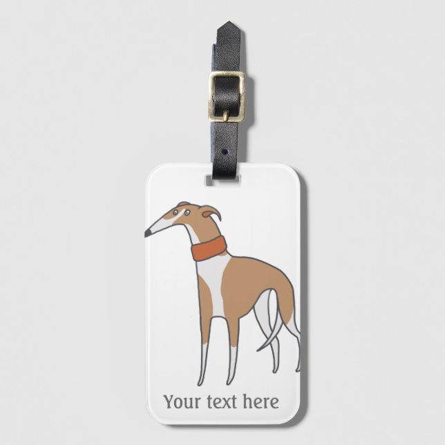 Etiqueta Para Maletas Comic Whippet Dog Personalizable (Anverso vertical)