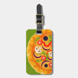 Etiqueta Para Maletas Comida colorida para el amante de la pizza
