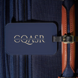 Etiqueta Para Maletas Compañía moderna Monograma Profesional Azul oscuro