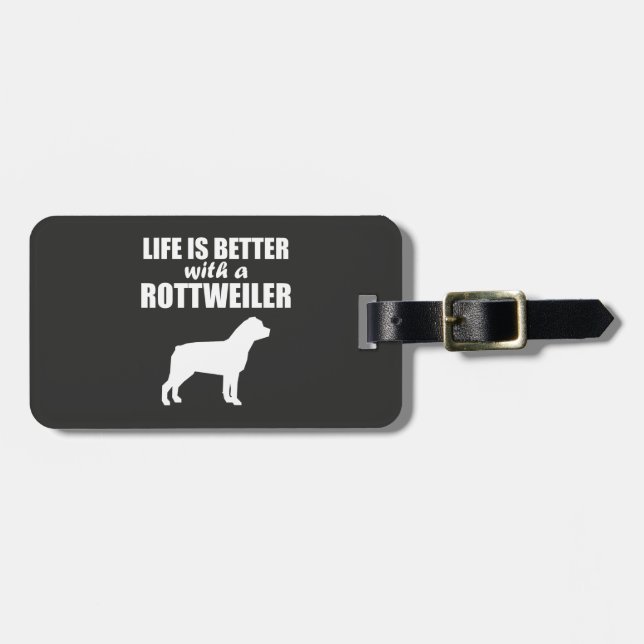 Etiqueta Para Maletas Con un Rottweiler (Frente Horizontal)