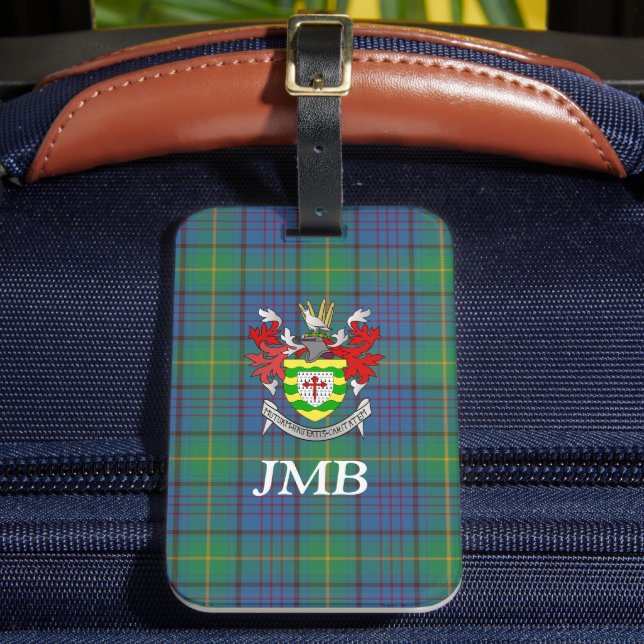 Etiqueta Para Maletas Condado de Irlanda Donegal Tartan Monogram (Anverso In situ 2)