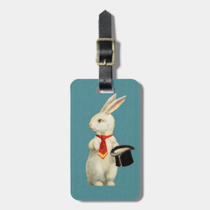 Etiqueta Para Maletas Conejo del blanco del vintage