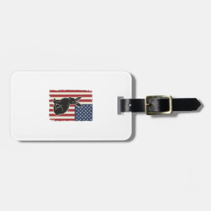 Etiqueta Para Maletas Conejo Patriótico Bandera Americana Grabado Vintag