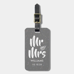 Etiqueta Para Maletas Confeti de plata personalizado Mr y Mrs