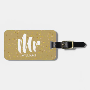 Etiqueta Para Maletas Confetti de polvo de oro personalizado Sr.