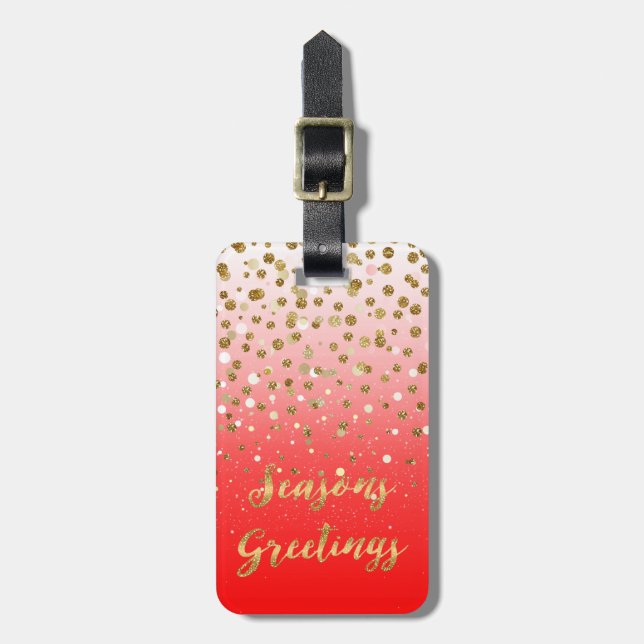 Etiqueta Para Maletas Confetti Xmas "Seasons Greetings" (Frente Vertical)