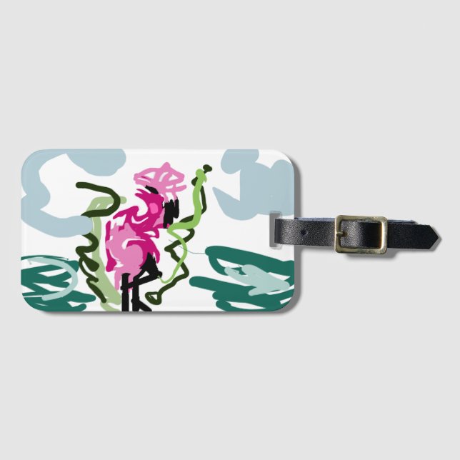 Etiqueta Para Maletas Conjunto de flamenco rosa (Anverso horizontal)