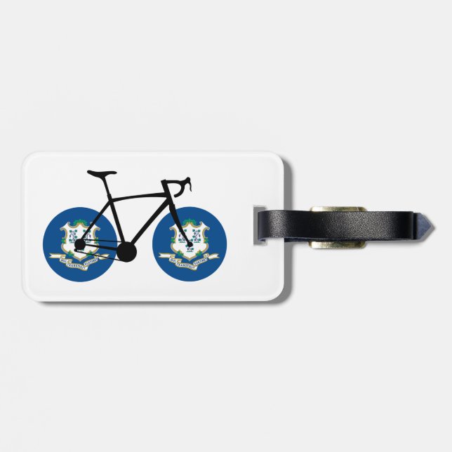 Etiqueta Para Maletas Connecticut Flag Cycling (Atrás Horizontal)