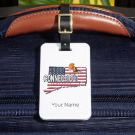 Etiqueta Para Maletas Connecticut marca de mapas de estados retro de est