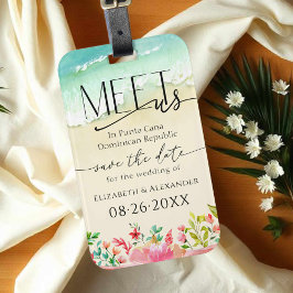 Etiqueta Para Maletas Conozca a Beach Floral Calligraphy Save the Date