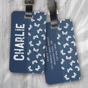 Etiqueta Para Maletas Controlador de videojuegos Monograma Azul