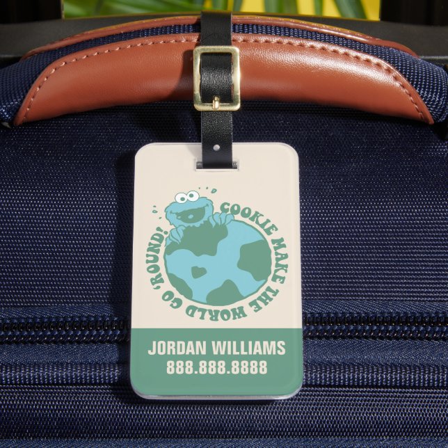 Etiqueta Para Maletas Cookie Monster | Añadir su nombre (Anverso In situ 2)