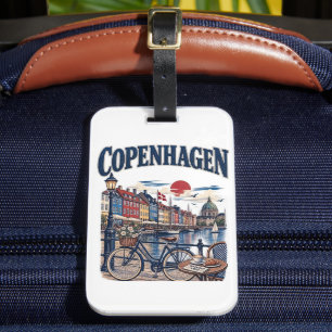 Etiqueta Para Maletas Copenhague vintage Dinamarca Viaje por el puerto d