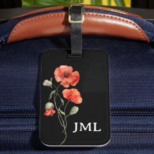 Etiqueta Para Maletas Copias de color de agua en monograma negro