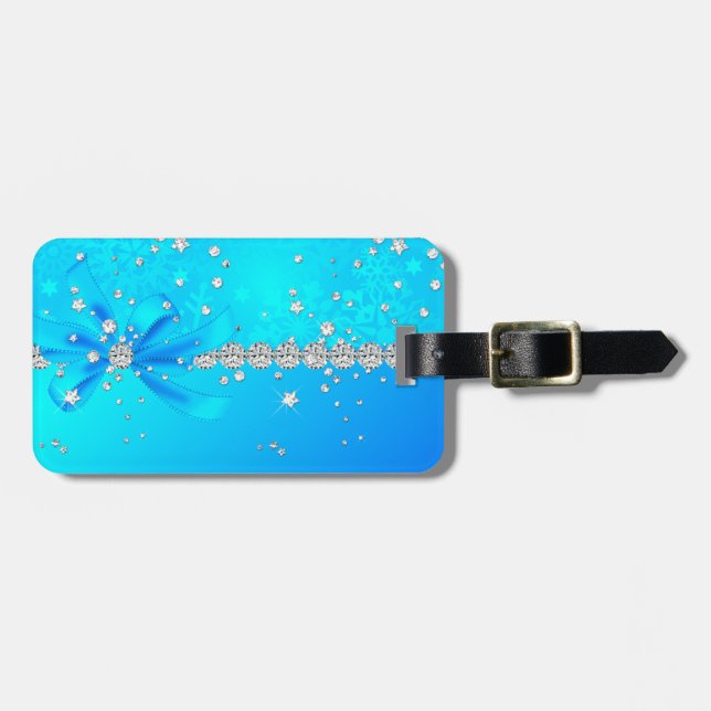 Etiqueta Para Maletas Copos de nieve congelados (Frente Horizontal)