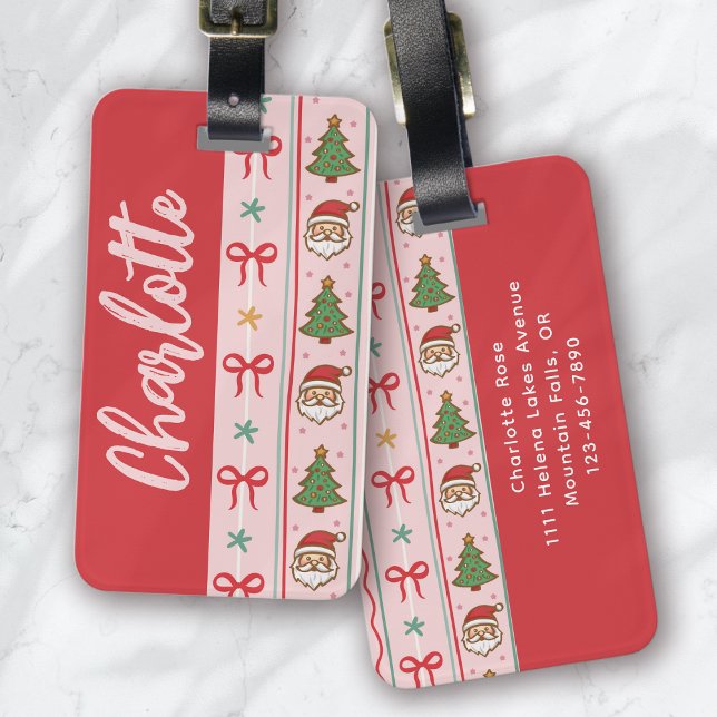 Etiqueta Para Maletas Coquette Bow, Navidades rojos monogramo (Subido por el creador)
