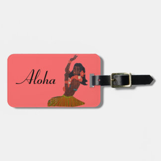 Etiqueta Para Maletas Coral hawaiano del bailarín de Hula del vintage