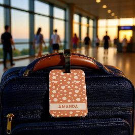 Etiqueta Para Maletas Coral Lunares Nombre Personalizado