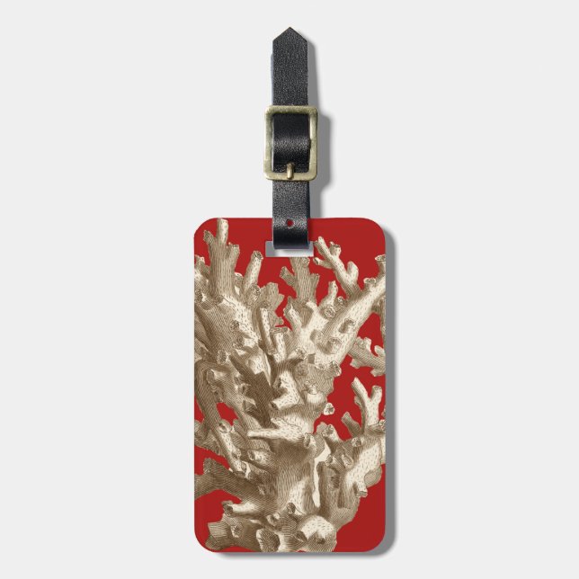 Etiqueta Para Maletas Coral pequeño en rojo (Frente Vertical)