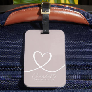 Etiqueta Para Maletas Corazón de amor moderno Rubor personalizado rosa b