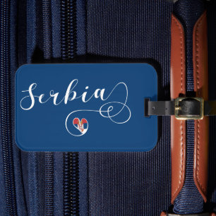 Etiqueta Para Maletas Corazón de bandera de Serbia, República Srbija