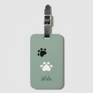 Etiqueta Para Maletas Corazón de cachorro patas monogramadas