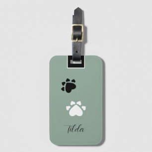 Etiqueta Para Maletas Corazón de cachorro patas monogramadas
