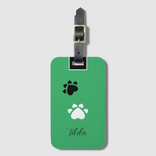 Etiqueta Para Maletas Corazón de cachorro patas monogramadas