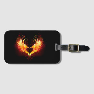 Etiqueta Para Maletas Corazón de Fuego Ángel con Alas
