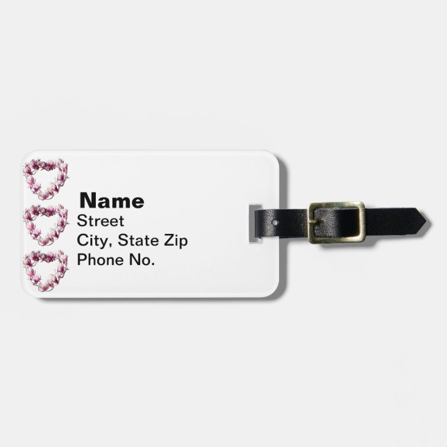 Etiqueta Para Maletas Corazón de Magnolia (Frente Horizontal)