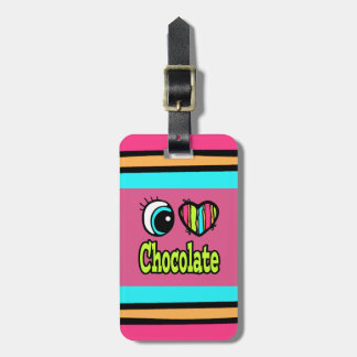 Etiqueta Para Maletas Corazón de ojos brillante me encanta el chocolate