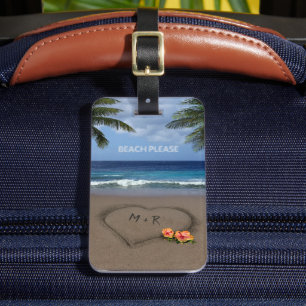 Etiqueta Para Maletas Corazón en la arena (personalizable)