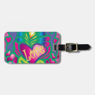 Etiqueta Para Maletas Corazón floral psicodélico