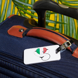 Etiqueta Para Maletas Corazón italiano con estetoscopio de atención médi