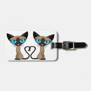 Etiqueta Para Maletas Corazón lindo de la cola de gatos siameses