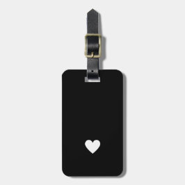 Etiqueta Para Maletas Corazón moderno en blanco y negro