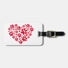 Etiqueta Para Maletas corazón rojo con las patas, modelo animal del