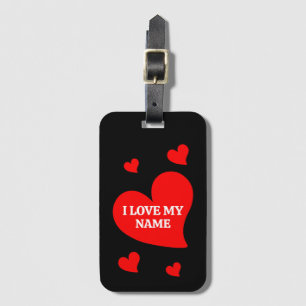 ETIQUETA PARA MALETAS CORAZÓN ROJO DE MODA TE AMO A MI VALENTÍN ROMÁNTIC