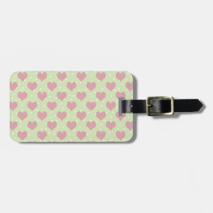 Etiqueta Para Maletas Corazón rosado y patrón de puntos de polka blanco
